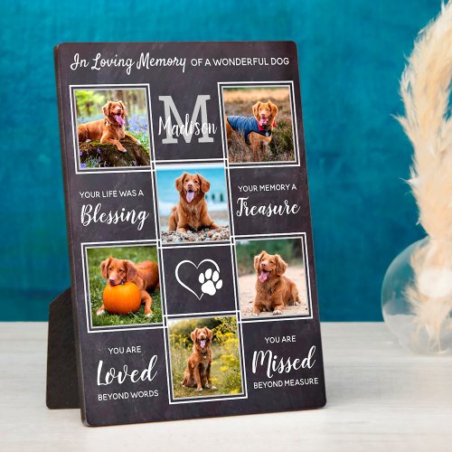 Rustic Pet Memorial Dog Loss Gift Unique 6 Photo Plaque