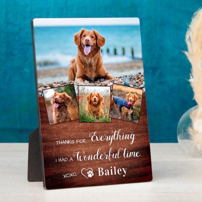 Rustic Pet Memorial Dog Loss Remembrance 4 Photo Plaque (Creator Uploaded)