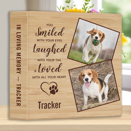 Rustic Pet Memorial Dog Photo Album 3 Ring Binder