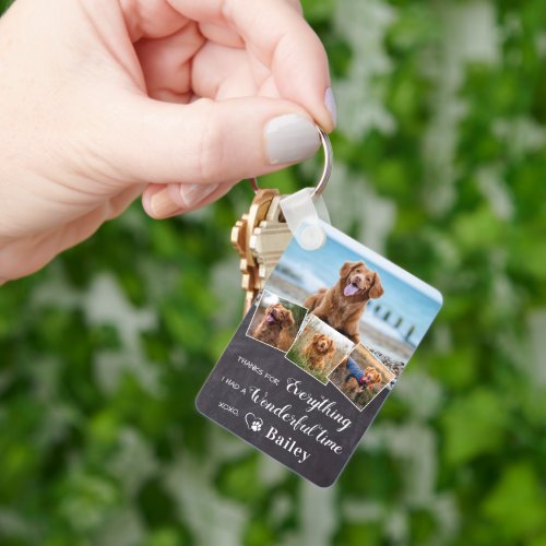 Rustic Pet Memorial From The Dog 4 Photo Keepsake Keychain