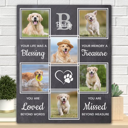 Rustic Pet Memorial Gift Personalized 6 Dog Photo Plaque