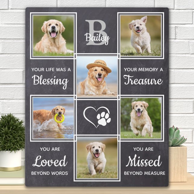 Rustic Pet Memorial Gift Personalized 6 Dog Photo Plaque (Creator Uploaded)