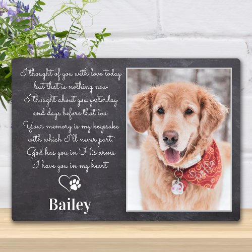 Rustic Pet Memorial Gift Sympathy Poem Dog Photo Plaque