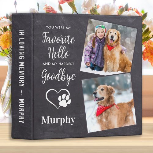 Rustic Pet Memorial Keepsake Dog Photo Album 3 Ring Binder