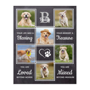 Rustic Pet Memorial Keepsake Unique 6 Dog Photo Acrylic Print