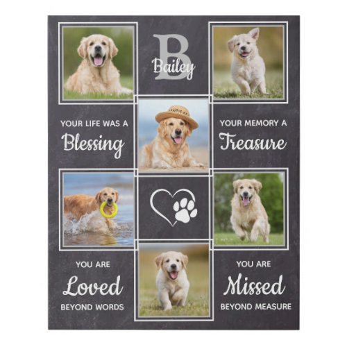 Rustic Pet Memorial Keepsake Unique 6 Dog Photo Faux Canvas Print