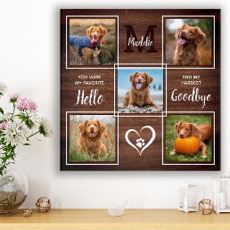 Rustic Pet Memorial Personalized 5 Photo Collage F Faux Canvas Print