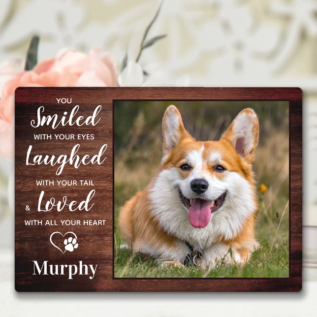 Rustic Pet Memorial Personalized Dog Loss Photo Plaque (Creator Uploaded)