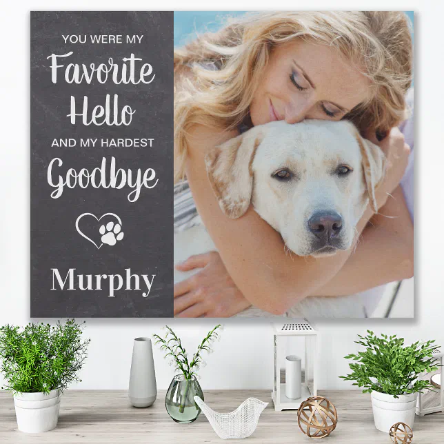Rustic Pet Memorial Personalized Dog Photo Faux Canvas Print | Zazzle