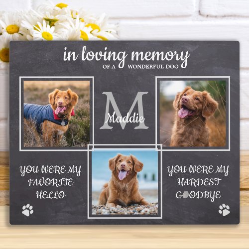 Rustic Pet Memorial Pet Loss Sympathy 3 Photo Plaque
