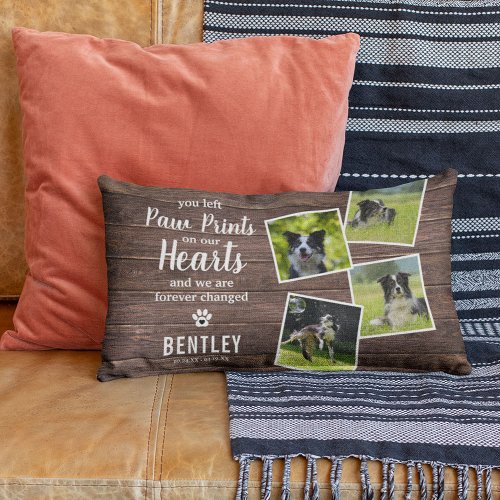 Rustic Pet Memorial Photo Collage Keepsake Accent Pillow