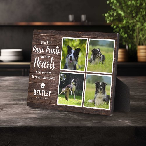 Rustic Pet Memorial Photo Collage Keepsake Plaque