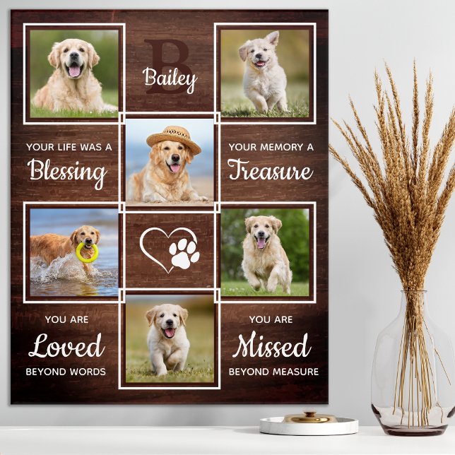 Rustic Pet Memorial Remembrance Unique 6 Dog Photo Acrylic Print (Creator Uploaded)
