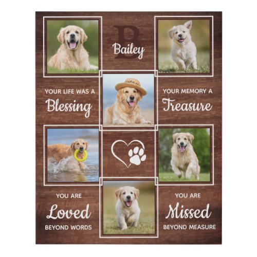 Rustic Pet Memorial Remembrance Unique 6 Dog Photo Faux Canvas Print