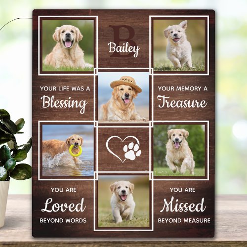 Rustic Pet Memorial Remembrance Unique 6 Dog Photo Plaque