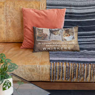 Rustic Pet Modern Photo Collage Cat/Dog Memorial Accent Pillow