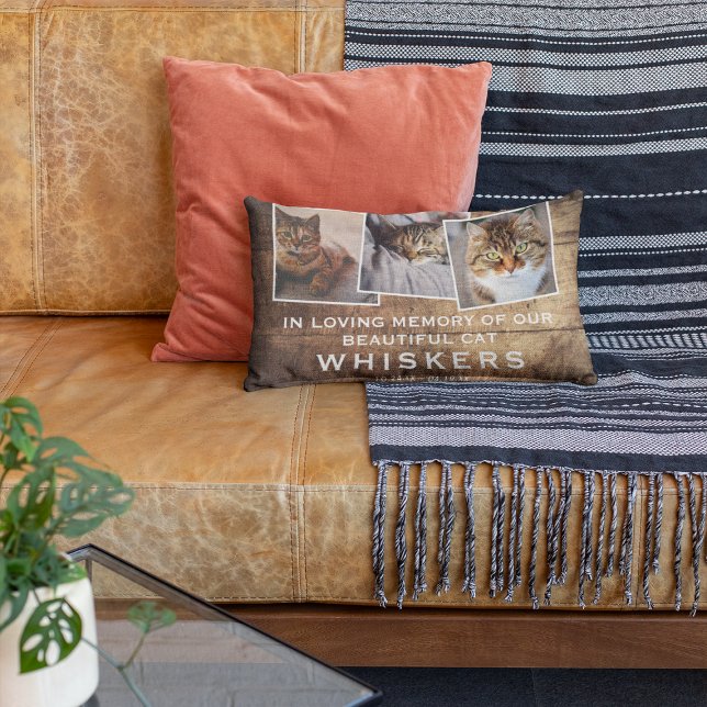 Rustic Pet Modern Photo Collage Cat/Dog Memorial Accent Pillow (Creator Uploaded)