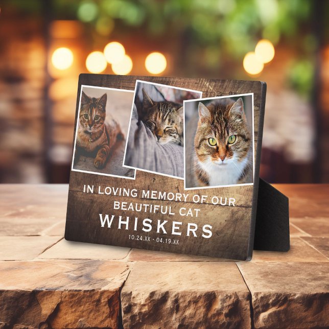 Rustic Pet Modern Photo Collage Cat/Dog Memorial Plaque (Creator Uploaded)