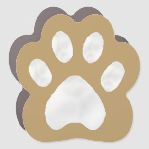 Rustic pet paw in beige and white car magnet