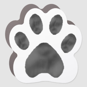 Rustic pet paw in black and white car magnet