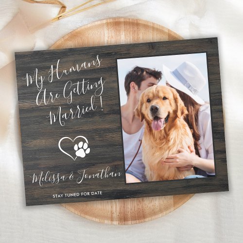 Rustic Pet Photo Simple Dog Wedding Engagement Announcement Postcard