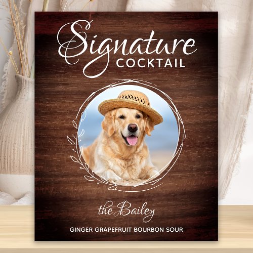 Rustic Pet Wedding Dog Bar Signature Cocktail Poster