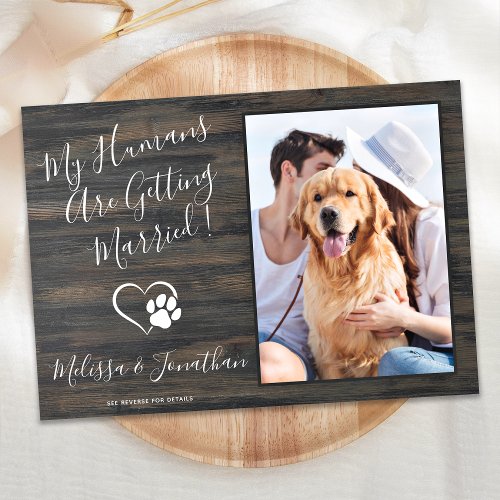 Rustic Pet Wedding Dog Photo QR Code All In One  Invitation