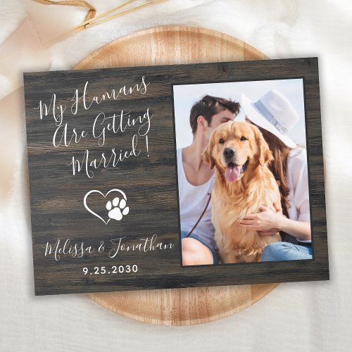 Rustic Pet Wedding Dog Photo QR Code All In One Invitation Postcard