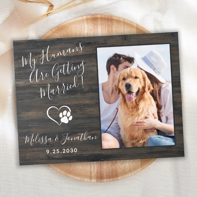 Rustic Pet Wedding Dog Photo QR Code All In One Invitation Postcard (Creator Uploaded)