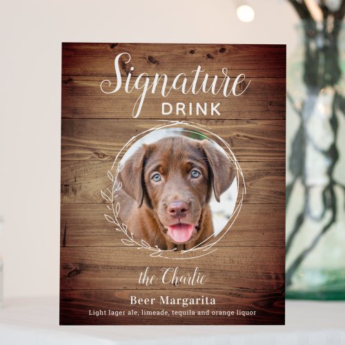 Rustic Pet Wedding Dog Signature Drinks Photo Bar  Foam Board