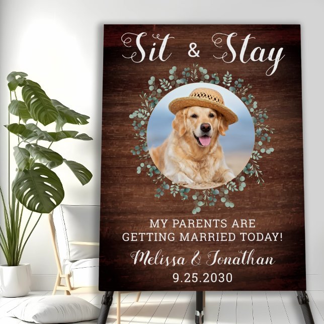 Rustic Pet Wedding Personalized Dog Photo Welcome Foam Board (Creator Uploaded)
