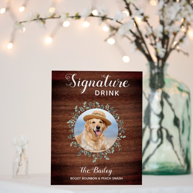 Rustic Pet Wedding Photo Signature Drinks Dog Bar Foam Board (In Situ (Wedding))