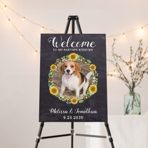 Rustic Pet Wedding Welcome Floral Custom Dog Photo Foam Board