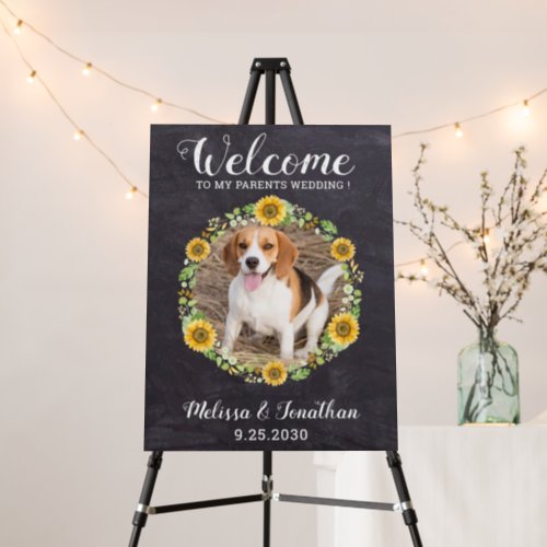 Rustic Pet Wedding Welcome Floral Custom Dog Photo Foam Board