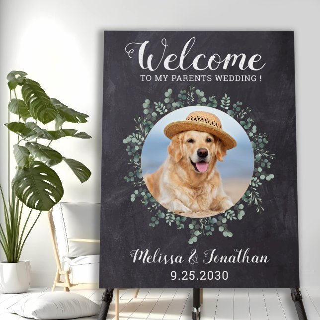 Rustic Pet Wedding Welcome Personalized Dog Photo Foam Board (Creator Uploaded)