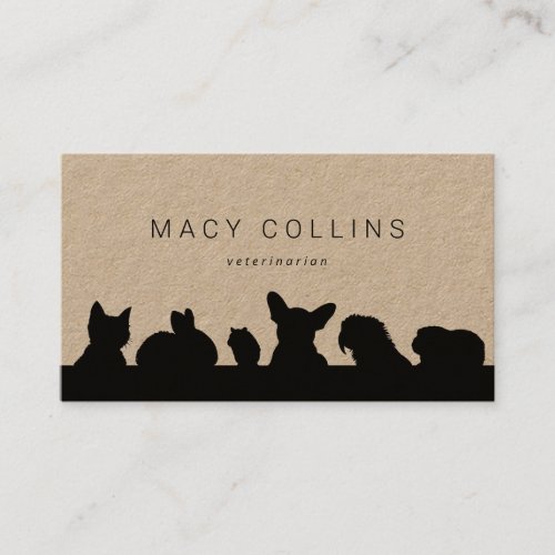 Rustic pets silhouette kraft business card