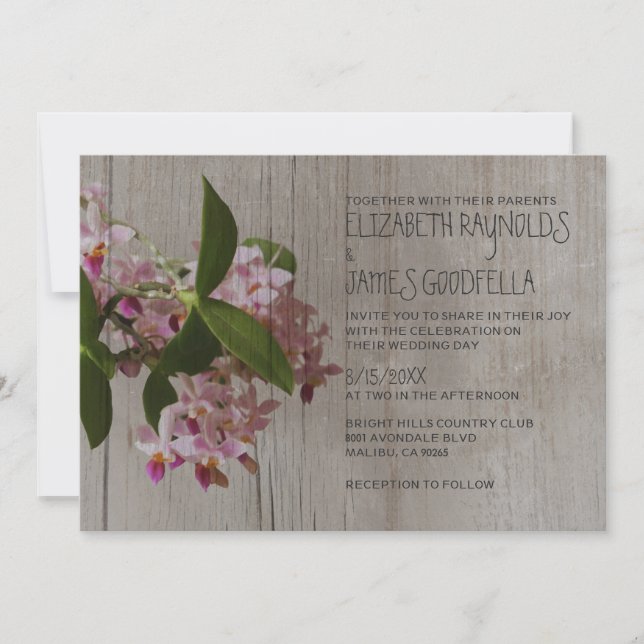 Rustic Phalaenopsis Orchid Wedding Invitations (Front)