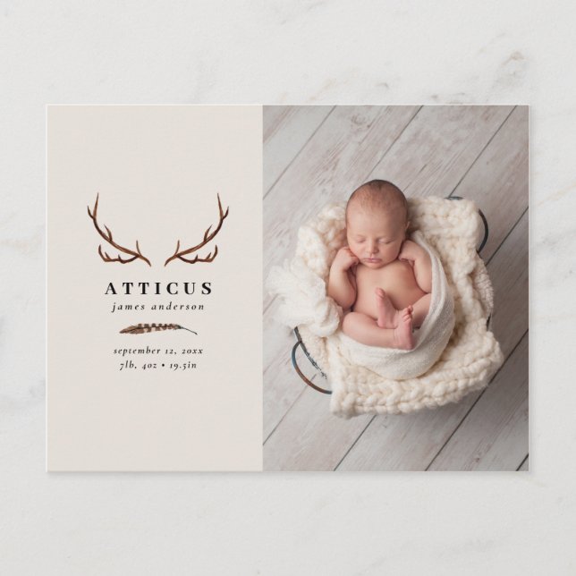 Rustic photo birth announcement (Front)