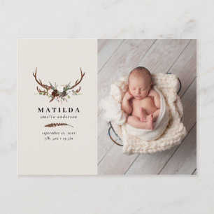 Rustic photo birth announcement