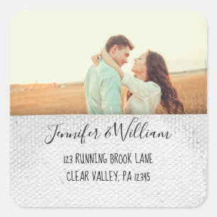 Rustic Photo, Canvas Square Return Address Label