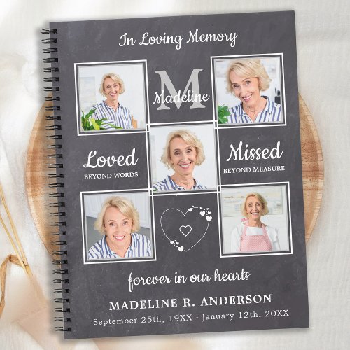 Rustic Photo Collage Budget Funeral Guestbook  Notebook