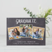 Rustic Photo Collage Chalkboard Graduation Announcement (Standing Front)