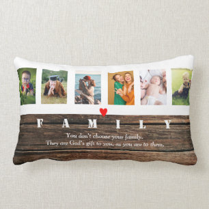 Rustic Photo Collage Custom Family Pictures Love Lumbar Pillow