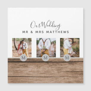 Rustic Photo Collage Monogram NEWLYWEDS WEDDING