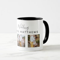 Rustic Photo Collage Monogram NEWLYWEDS WEDDING Mug