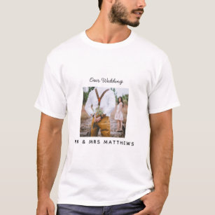 Rustic Photo Collage Monogram NEWLYWEDS WEDDING T-Shirt