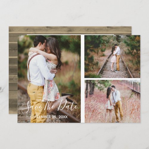 Rustic Photo Collage Save The Date Card