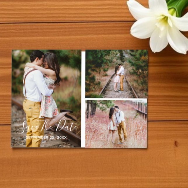 Rustic Photo Collage Save The Date Postcard (Creator Uploaded)