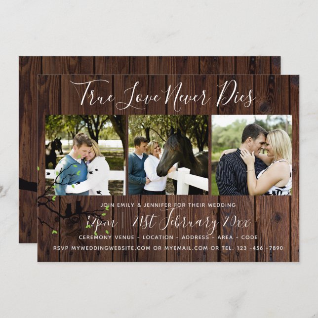 Rustic PHOTO Collage Wedding INVITATION Wood (Front/Back)