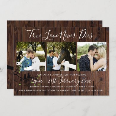 Rustic PHOTO Collage Wedding INVITATION Wood